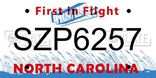 SZP6257 North Carolina License Plate