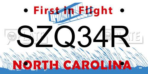 SZQ34R North Carolina License Plate