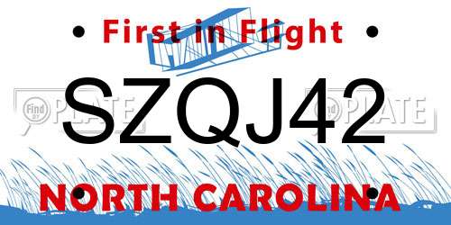 SZQJ42 North Carolina License Plate