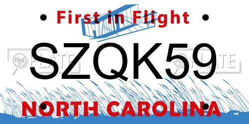 SZQK59 North Carolina License Plate