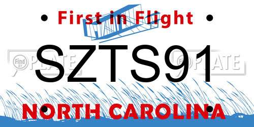 SZTS91 North Carolina License Plate