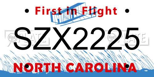 SZX2225 North Carolina License Plate