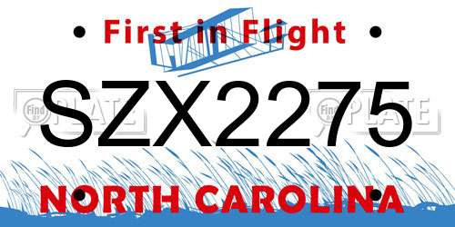 SZX2275 North Carolina License Plate