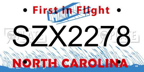 SZX2278 North Carolina License Plate