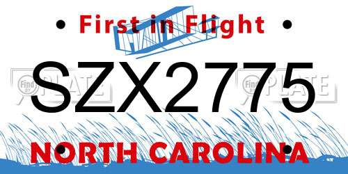 SZX2775 North Carolina License Plate
