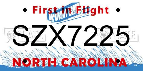 SZX7225 North Carolina License Plate