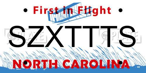 SZXTTTS North Carolina License Plate