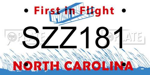 SZZ181 North Carolina License Plate