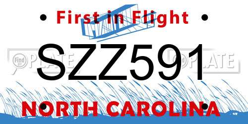 SZZ591 North Carolina License Plate