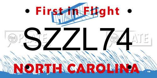 SZZL74 North Carolina License Plate