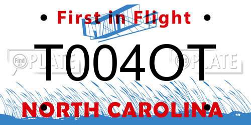 T004OT North Carolina License Plate