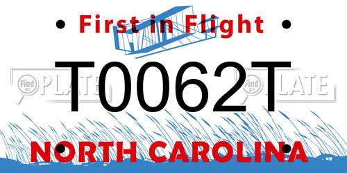 T0062T North Carolina License Plate