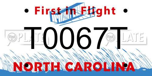 T0067T North Carolina License Plate