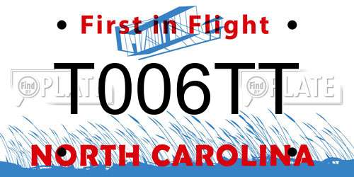 T006TT North Carolina License Plate