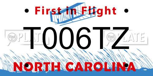 T006TZ North Carolina License Plate