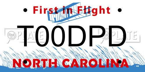 T00DPD North Carolina License Plate