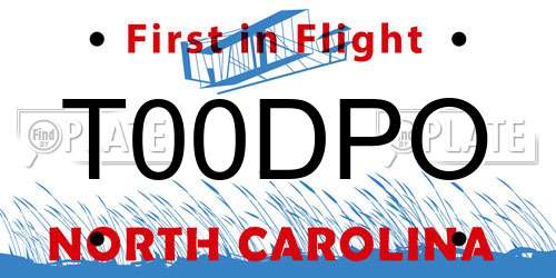 T00DPO North Carolina License Plate