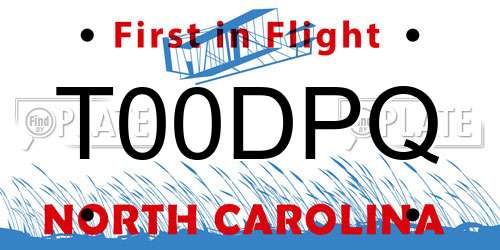 T00DPQ North Carolina License Plate