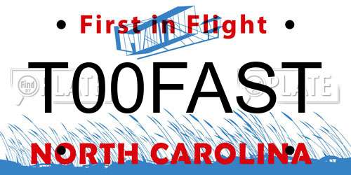 T00FAST North Carolina License Plate