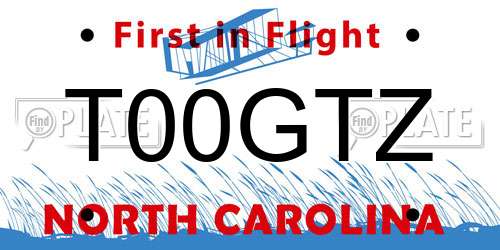 T00GTZ North Carolina License Plate