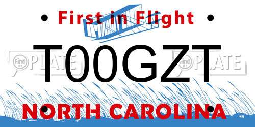 T00GZT North Carolina License Plate