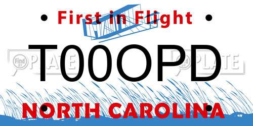 T00OPD North Carolina License Plate