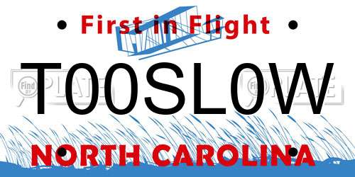 T00SL0W North Carolina License Plate