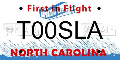 T00SLA North Carolina License Plate