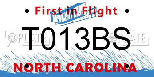 T013BS North Carolina License Plate