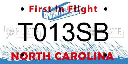 T013SB North Carolina License Plate