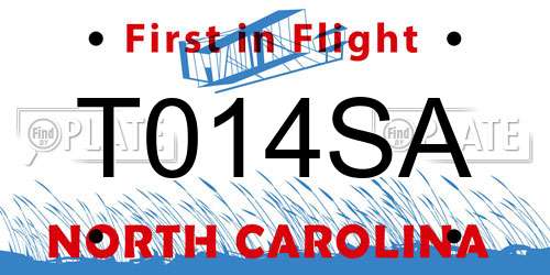 T014SA North Carolina License Plate