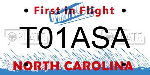 T01ASA North Carolina License Plate