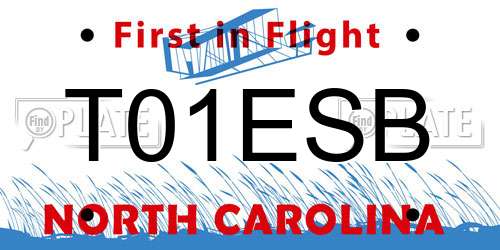T01ESB North Carolina License Plate