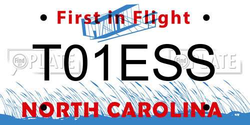 T01ESS North Carolina License Plate