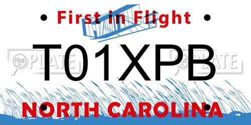 T01XPB North Carolina License Plate