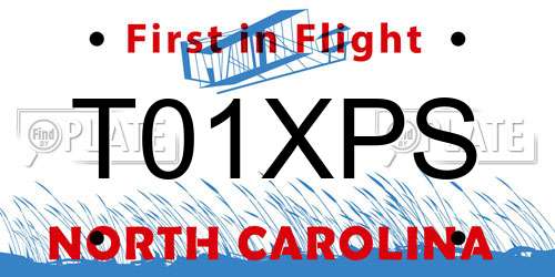 T01XPS North Carolina License Plate