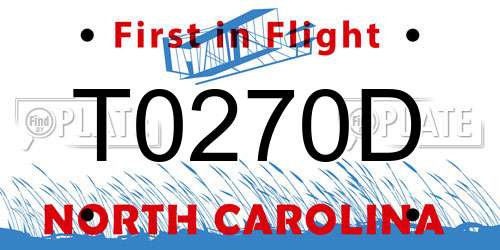 T0270D North Carolina License Plate