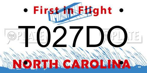 T027DO North Carolina License Plate