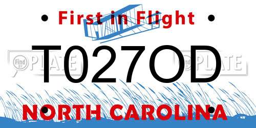 T027OD North Carolina License Plate