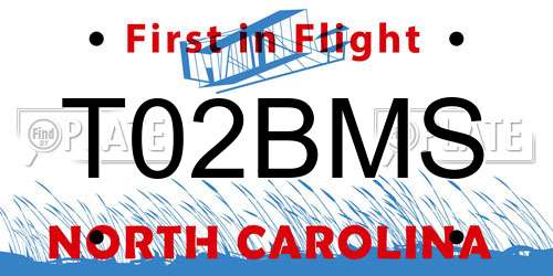 T02BMS North Carolina License Plate