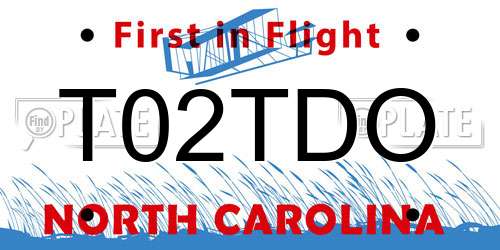 T02TDO North Carolina License Plate