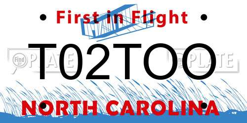 T02TOO North Carolina License Plate