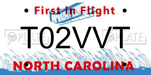 T02VVT North Carolina License Plate
