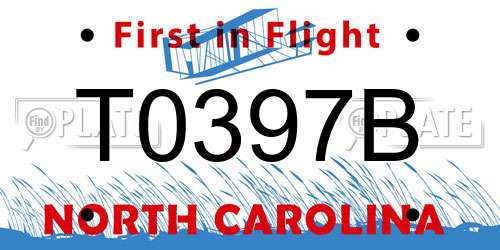 T0397B North Carolina License Plate