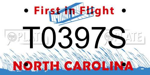 T0397S North Carolina License Plate