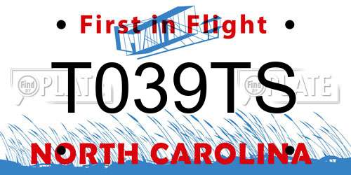 T039TS North Carolina License Plate
