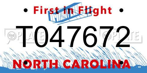 T047672 North Carolina License Plate