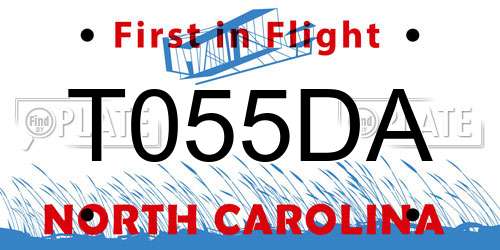 T055DA North Carolina License Plate