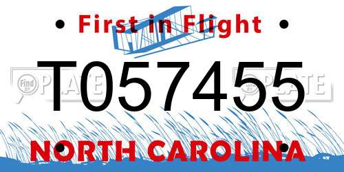 T057455 North Carolina License Plate