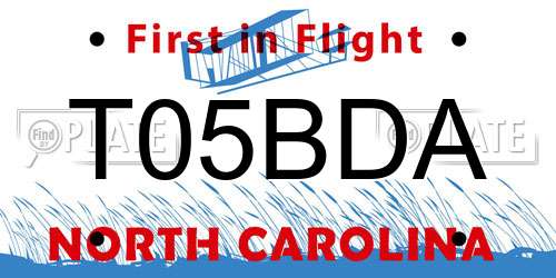 T05BDA North Carolina License Plate